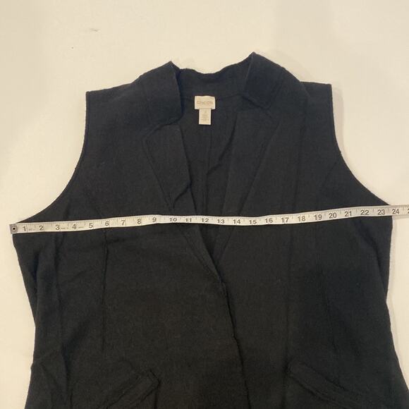 Chico’s Black Wool Women’s Vest Snap Closure EUC Sz 16 Minimal Contemporary - Picture 9 of 12